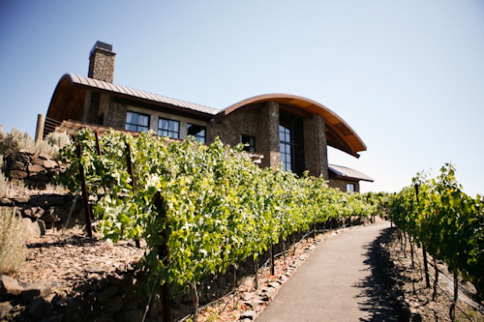 The Cave B Estate winery lodge above the vineyards